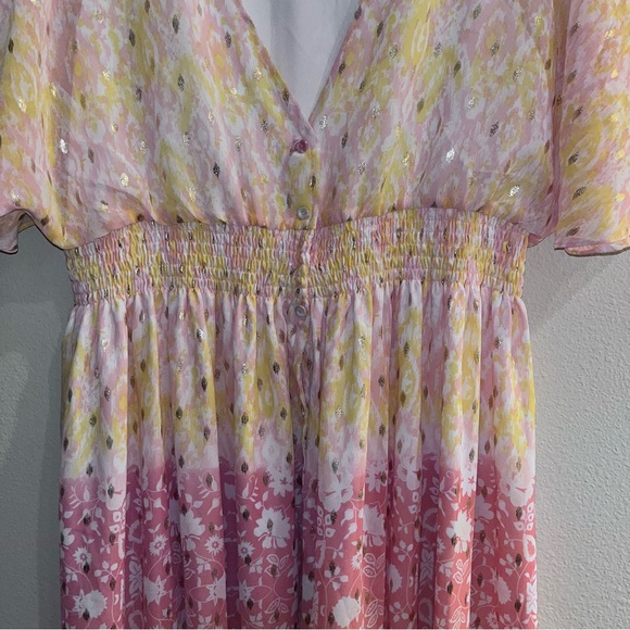 House of Harlow 1960 Metallic Boho Floral Maxi Dress Size Small - Picture 5 of 9